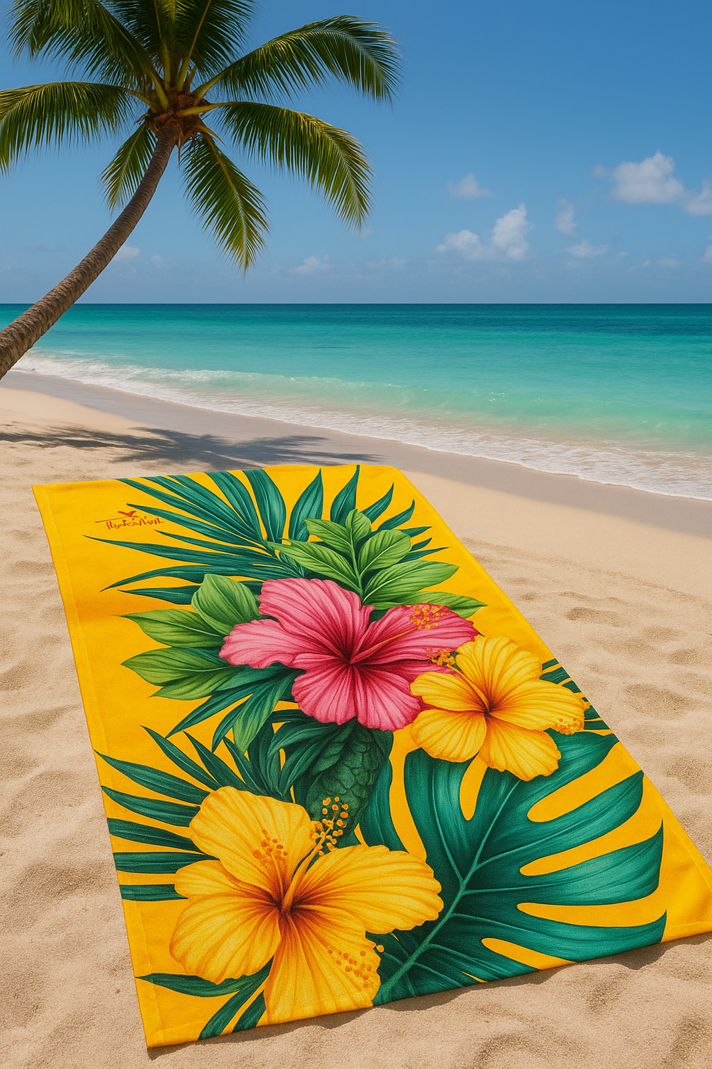 "Golden Hour" Oversize Tropical Vibes Beach Towel - Hibiscus Print