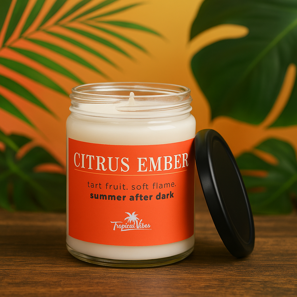 Citrus Ember Candle – Passionfruit & Smoked Citrus Scented Soy Blend (9 oz)