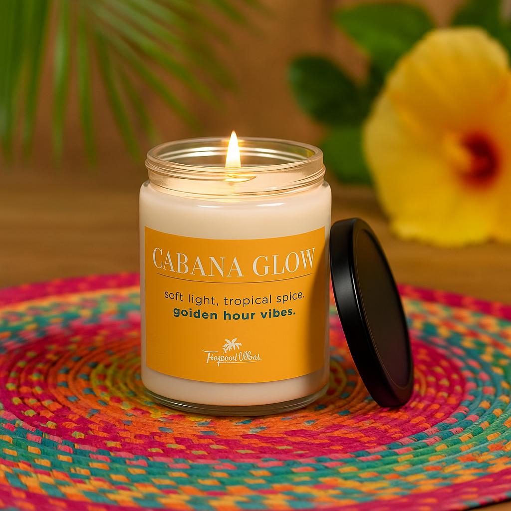Cabana Glow Candle – Coconut Cream & Cardamom Scented Soy Blend (9 oz)