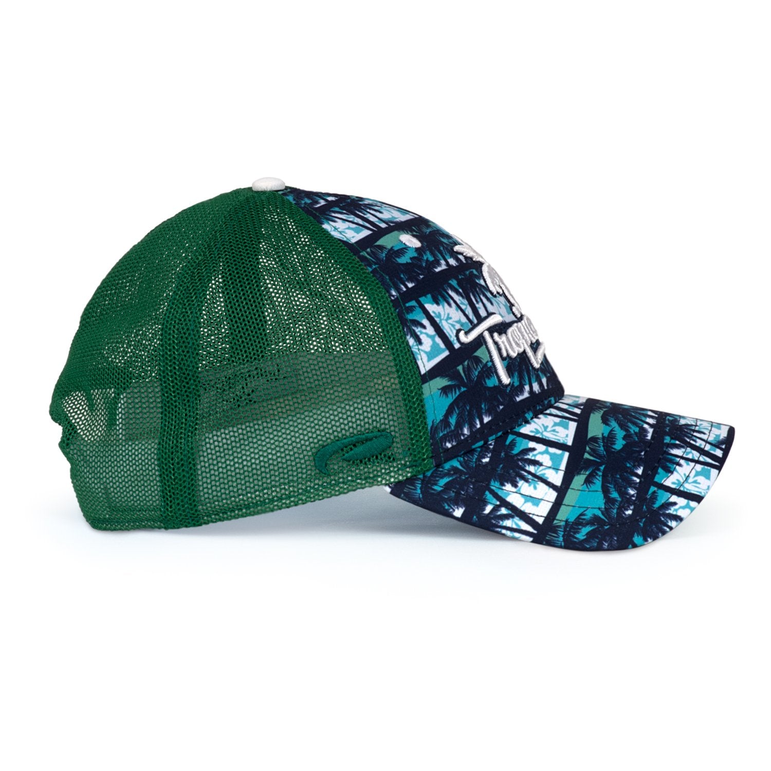 Structured Mesh Snapback Hat – Palm Tree Print, UPF 50+, Unisex Fit