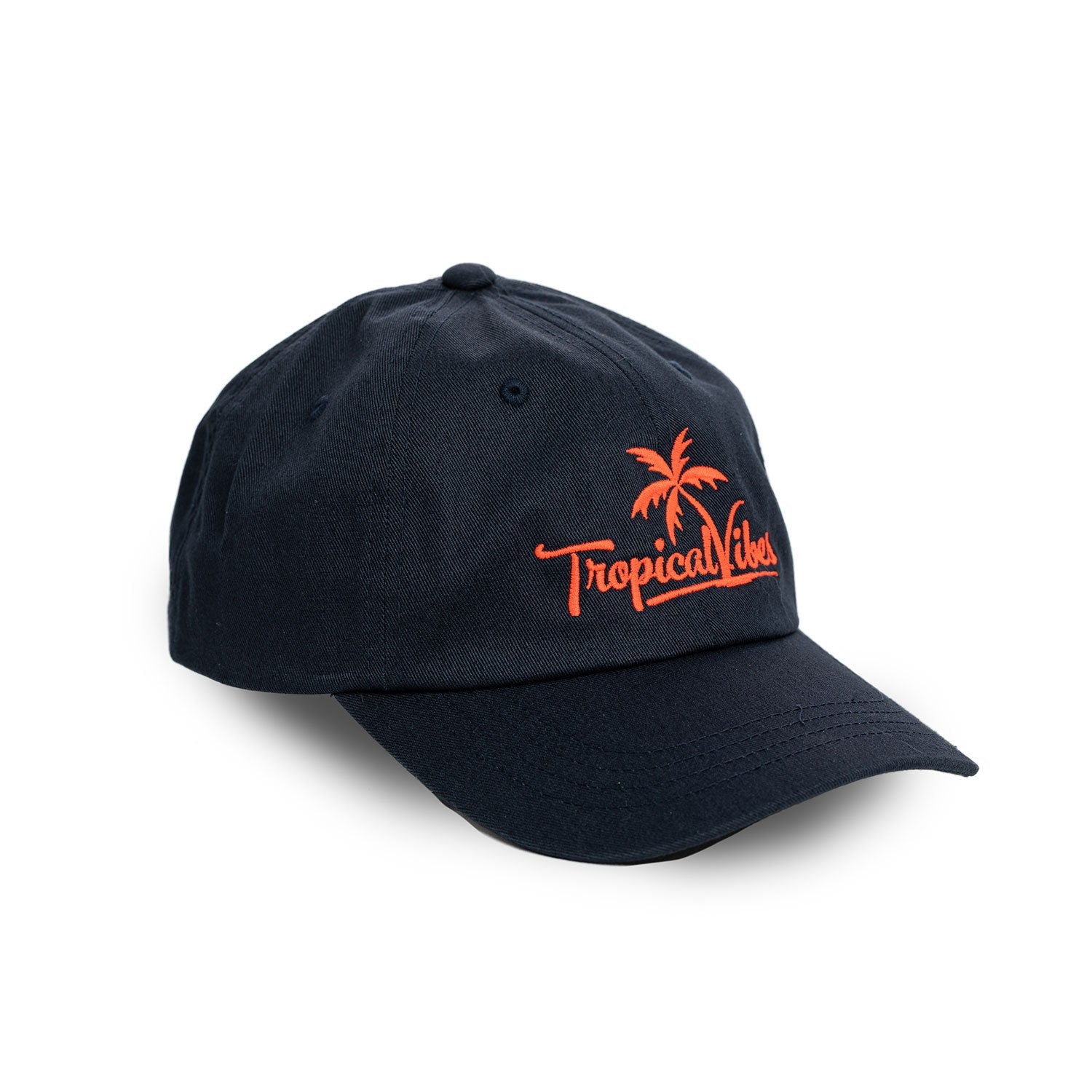 Low-Profile Cotton Baseball Cap – Navy with Orange Embroidered Logo (Unisex Fit)