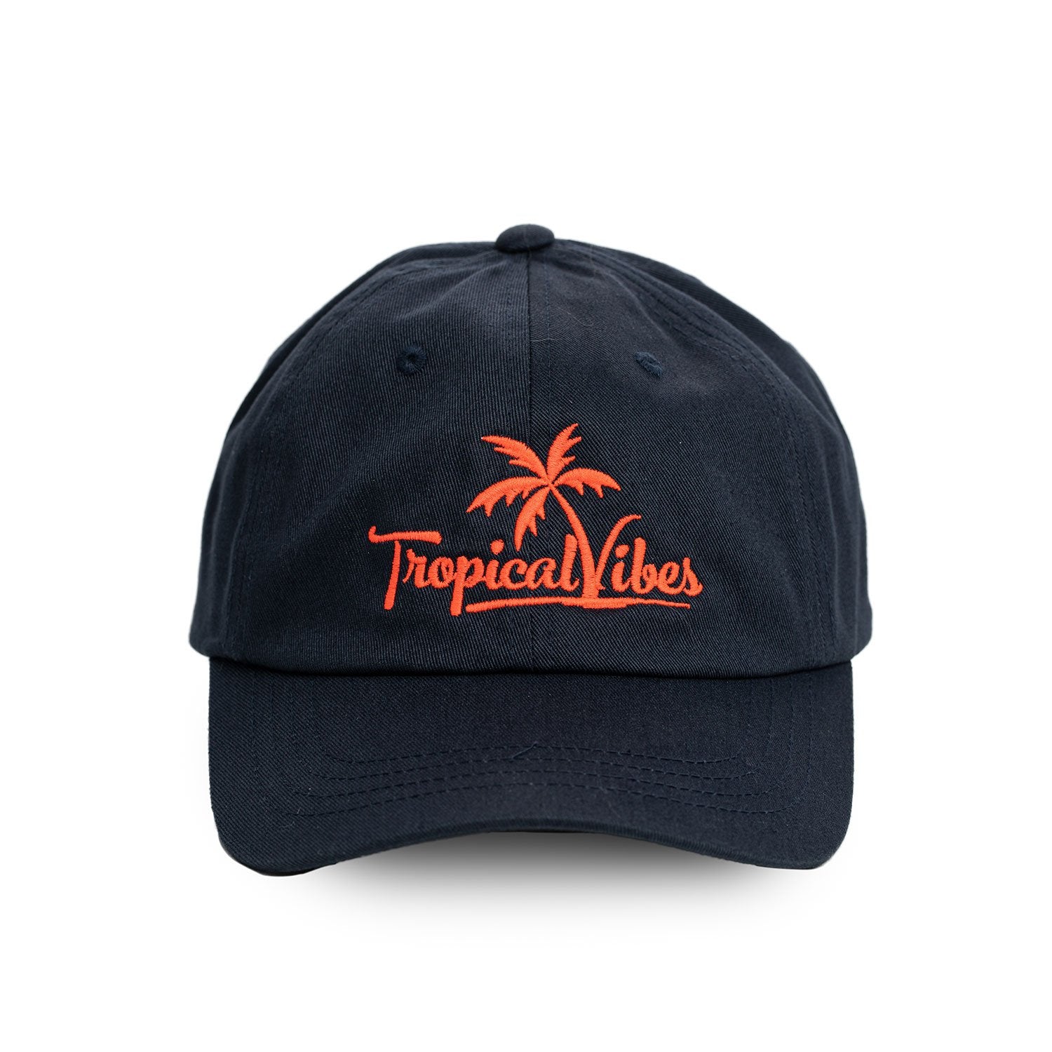 Low-Profile Cotton Baseball Cap – Navy with Orange Embroidered Logo (Unisex Fit)
