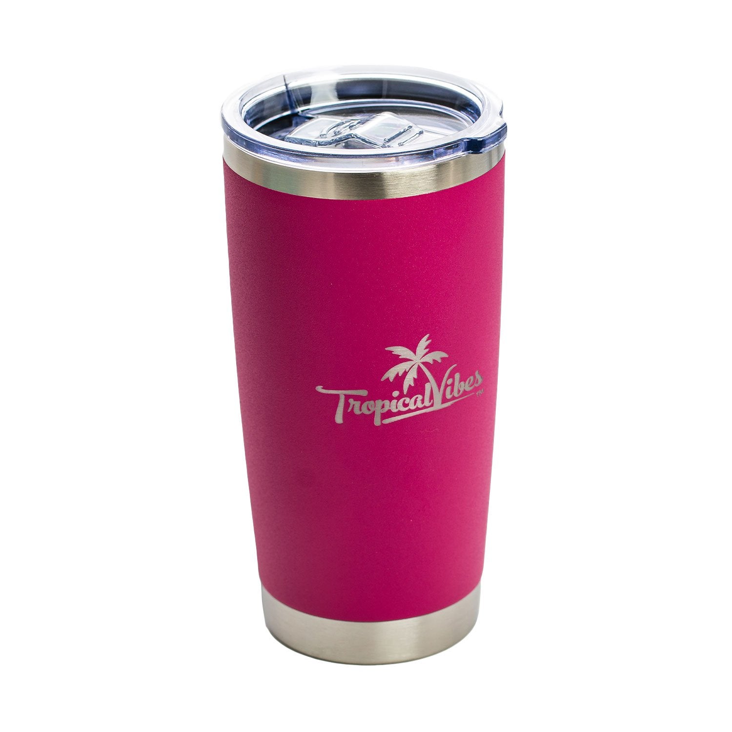 20 oz. Stainless Steel Tumbler – Tropical Vibes, Magenta Matte Finish
