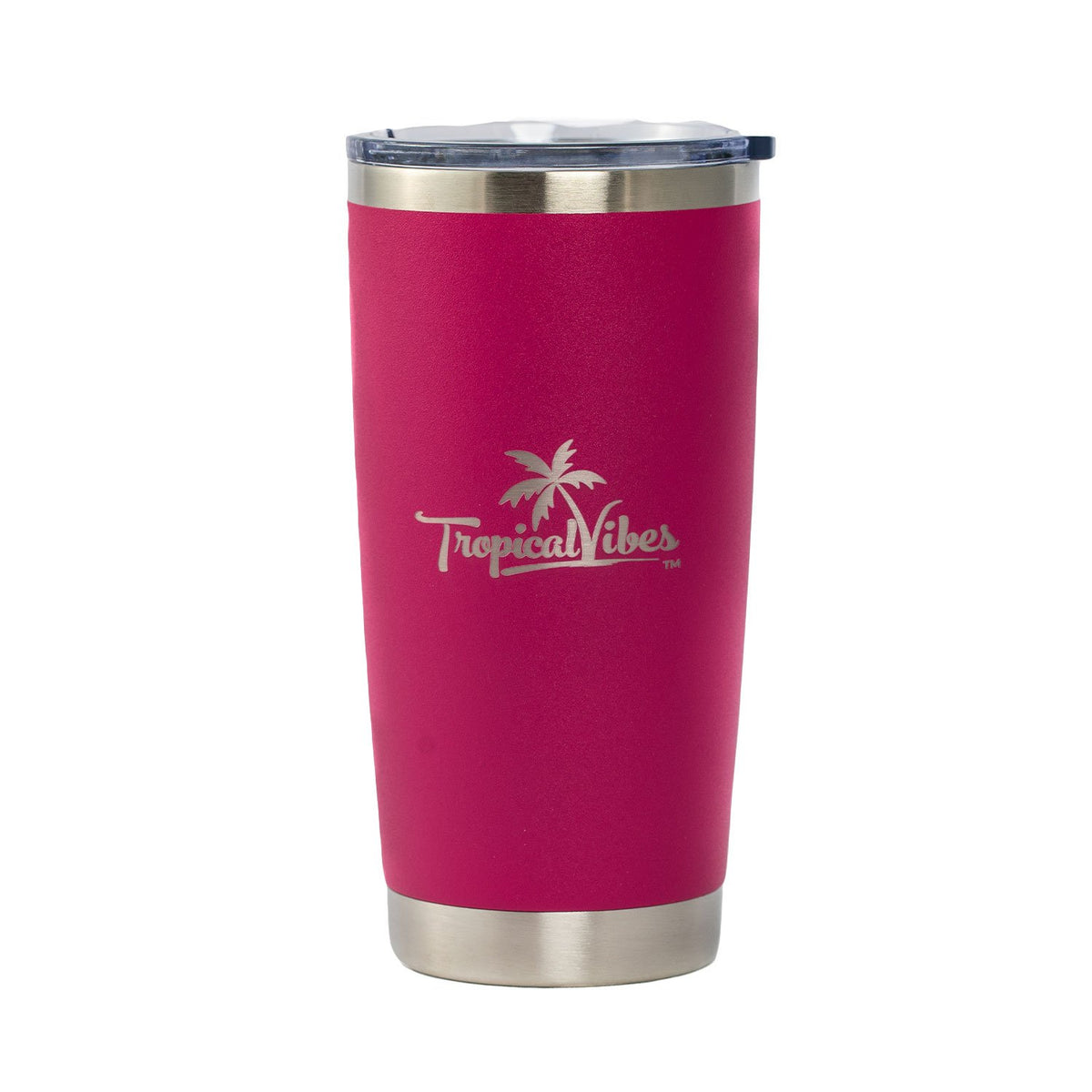 Tropical Vibes 20 oz Insulated Tumbler, Stainless Steel, Double-wall with  Slider Lid, Magenta – Tropical Vibes Company