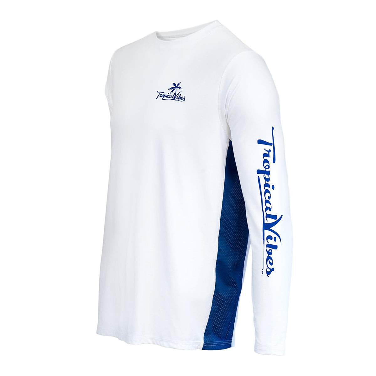Men's UPF 50+ Vented Casual Shirt – Blue with White Accents