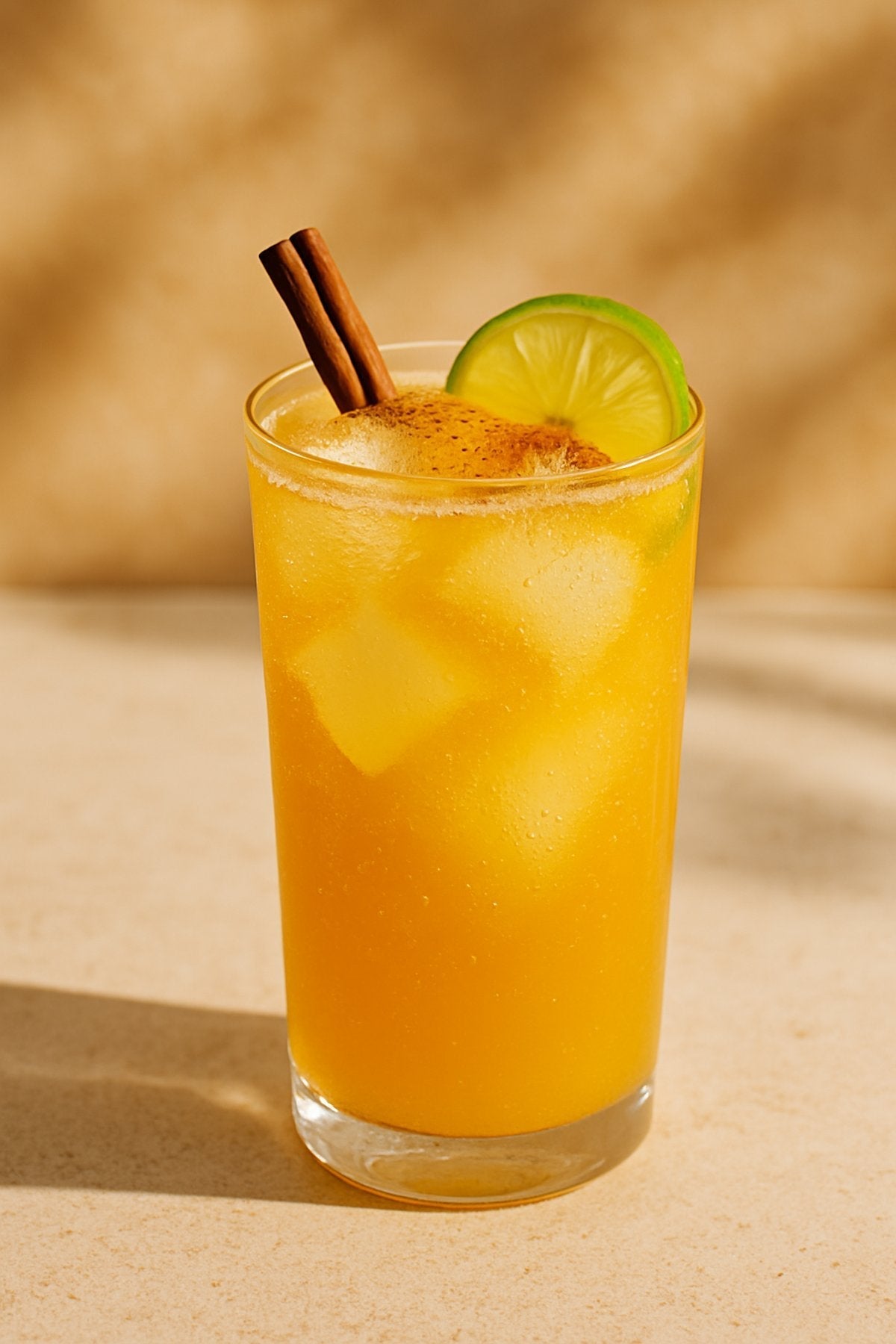 Mango cider margarita with cinnamon sugar rim and apple slice