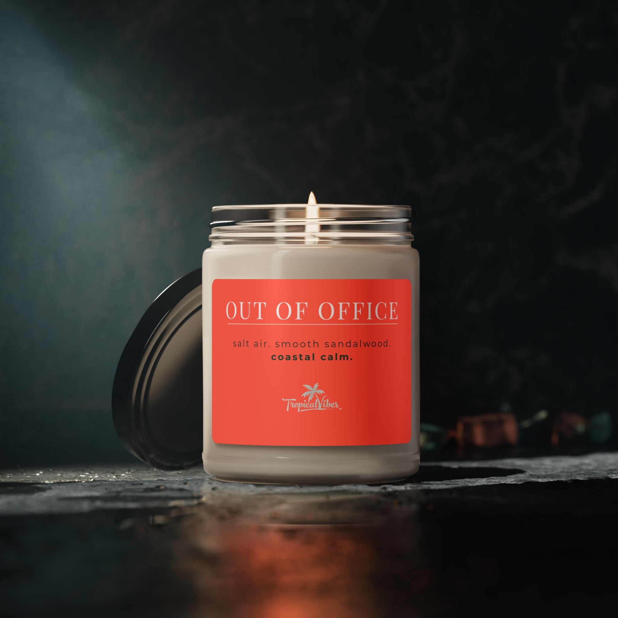 Out of Office Candle – Salt Air & Sandalwood Scented Soy Blend (9 oz)