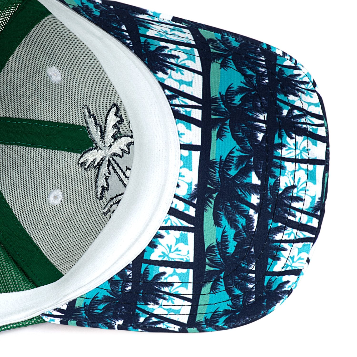 Structured Mesh Snapback Hat – Palm Tree Print, UPF 50+, Unisex Fit
