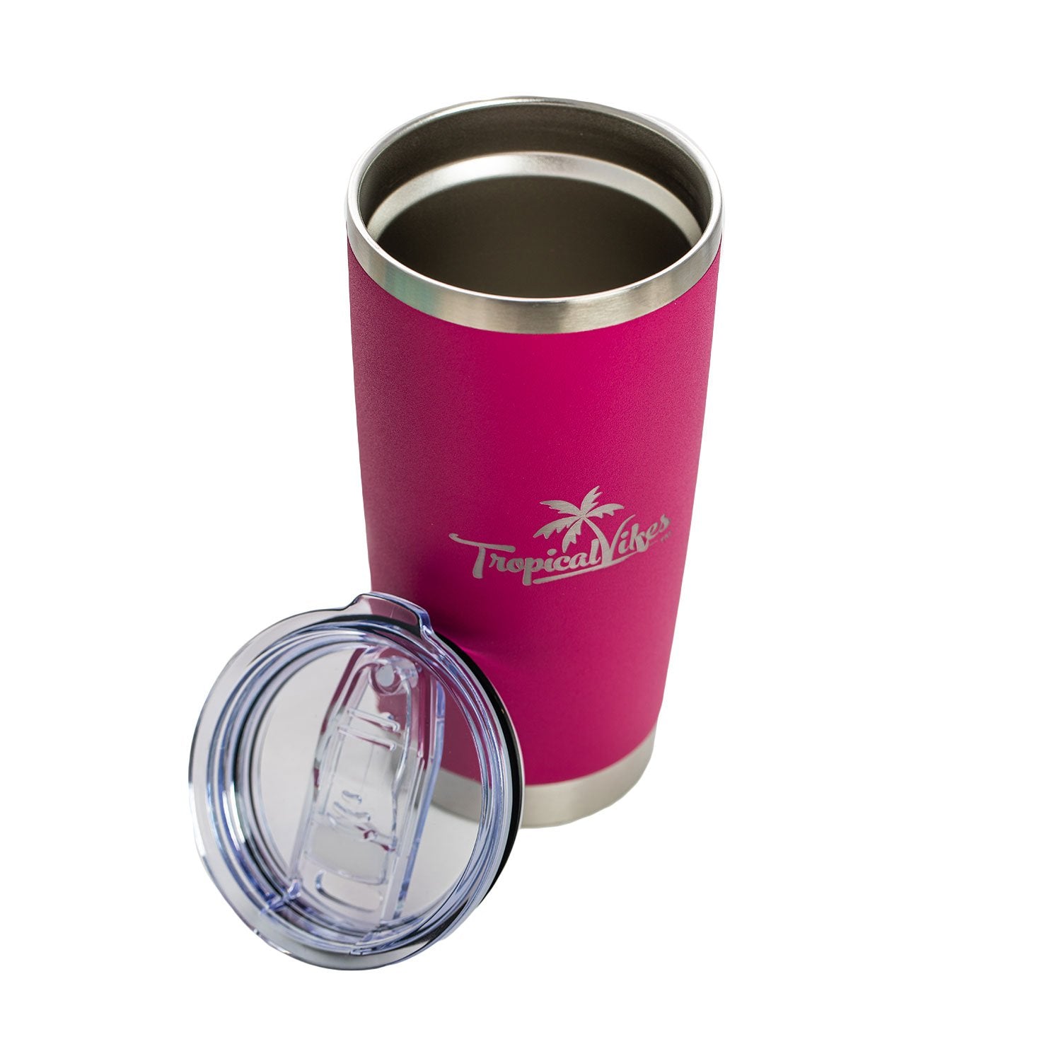 20 oz. Stainless Steel Tumbler – Tropical Vibes, Magenta Matte Finish