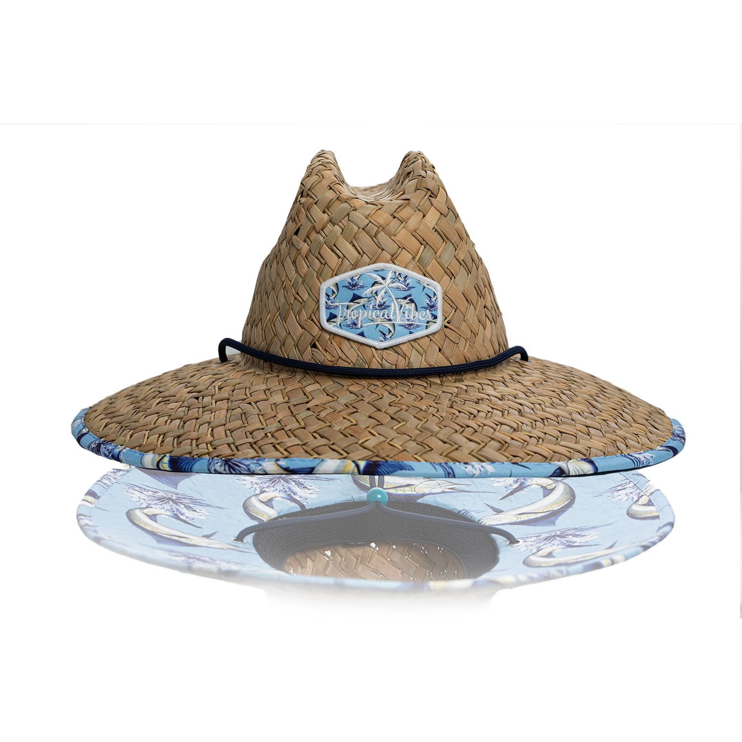 Straw Hats for Men,Straw Lifeguard hat UPF 50+ Beach Classic Straw Outdoor  Fishing Sun Hat with Wide Brim